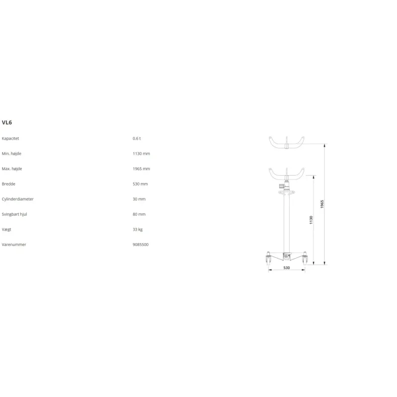 Гідравлічна трансмісійна стійка AC HYDRAULIC VL6 600 кг h=1130-1965 мм