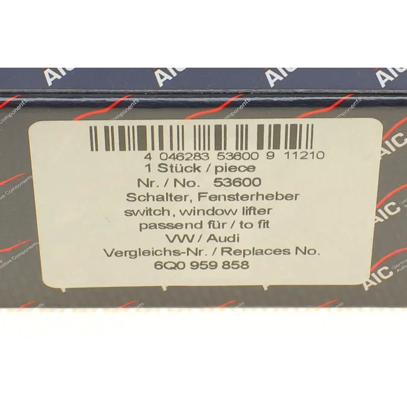 Кнопка склопідіймача AIC 53600 з функцією комфорту для VW Polo/Seat Ibiza, чорна