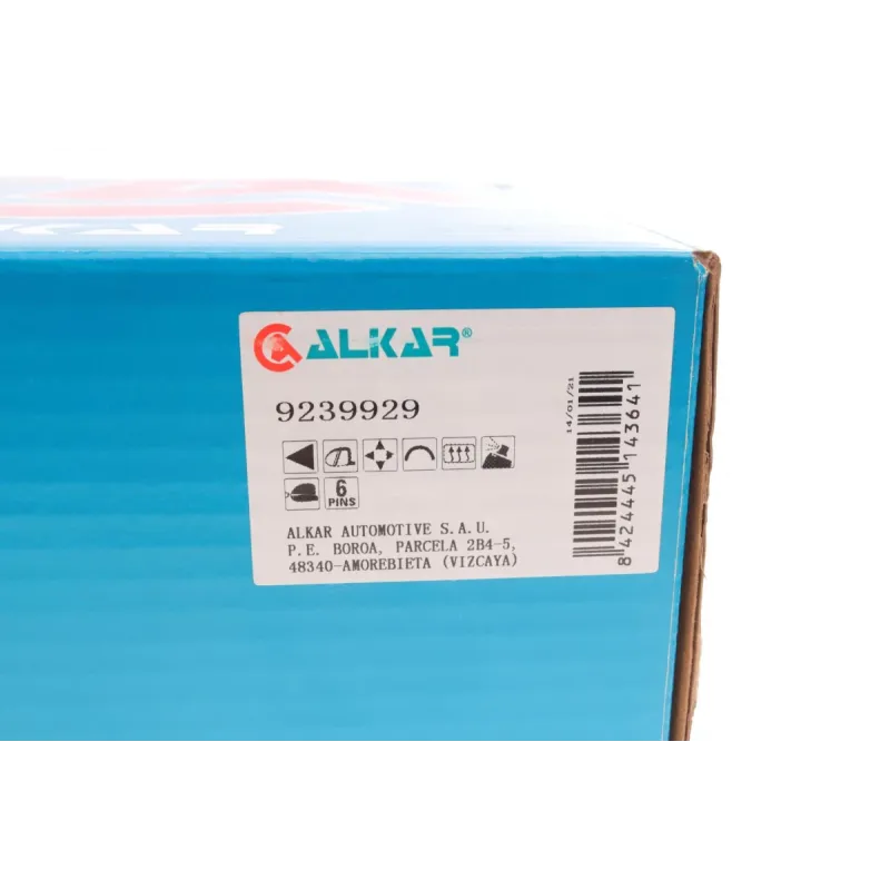 Дзеркало ліве ALKAR 9239929 (під фарбування, електро, підігрів, поворот) для Opel Combo, Fiat Doblo 2010-