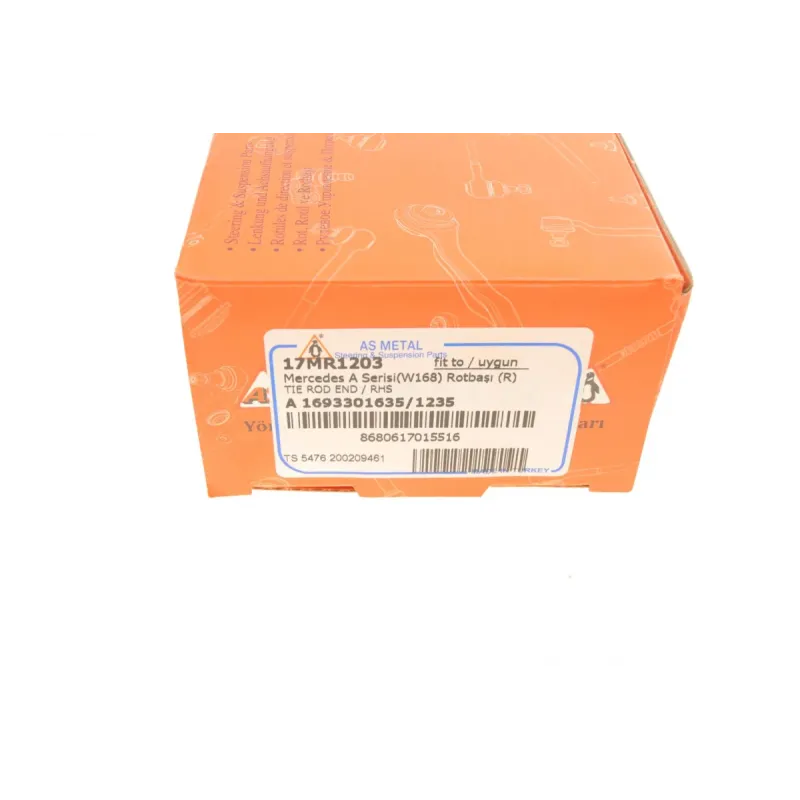 Наконечник рульової тяги правий ASMETAL 17MR1203 для Mercedes-Benz A-Class W168 1997-2004 M12x1.5