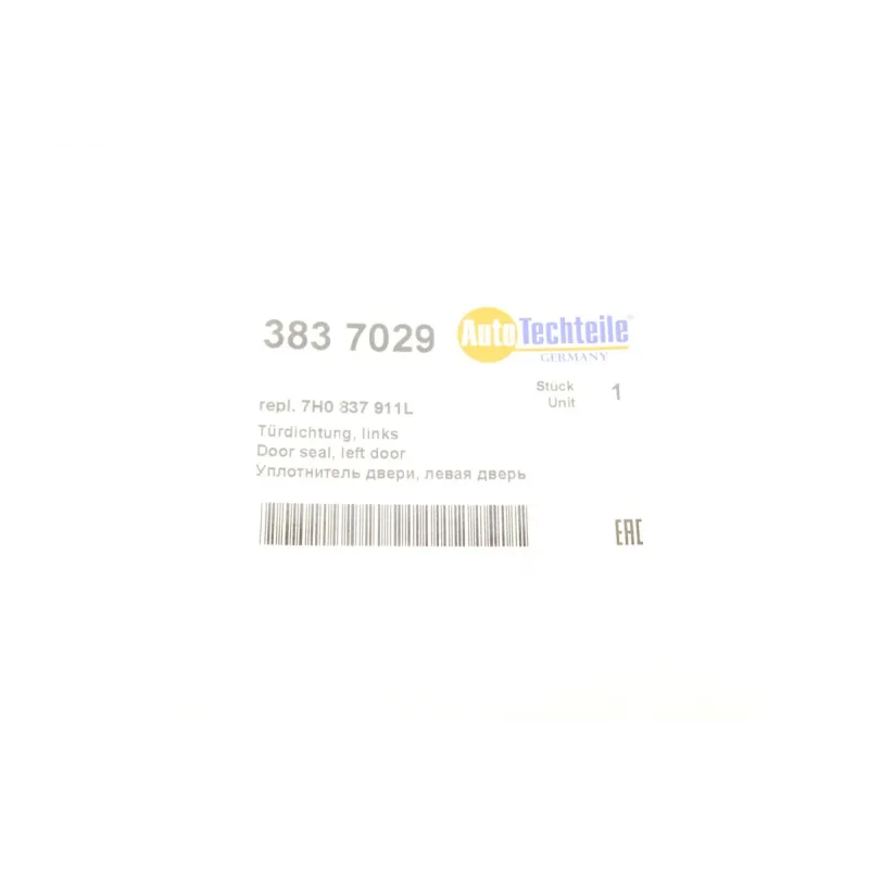 Ущільнювач дверей передніх Volkswagen T5 2003- AUTOTECHTEILE 383 7029 (L)
