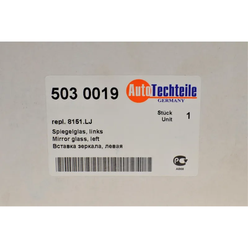 Скло дзеркала ліве AUTOTECHTEILE 503 0019 для Citroen Jumpy, Fiat Scudo, Peugeot Expert 2007-