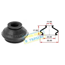 Пильник опори кульової рульового наконечника BELGUM PARTS BG0123 (24х11x17 мм)
