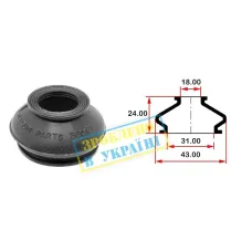 Пильник опори кульової рульового наконечника BELGUM PARTS BG0138 (31x18x24 мм)