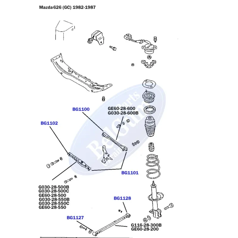 Сайлентблок заднього важеля BELGUM PARTS BG1101 для Mazda 323 ASTINA BG 1989-1994, d=14mm
