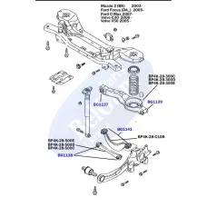 Сайлентблок заднього важеля BELGUM PARTS BG1139 (36.5x12x35.2x45) для Mazda 3, Ford Focus