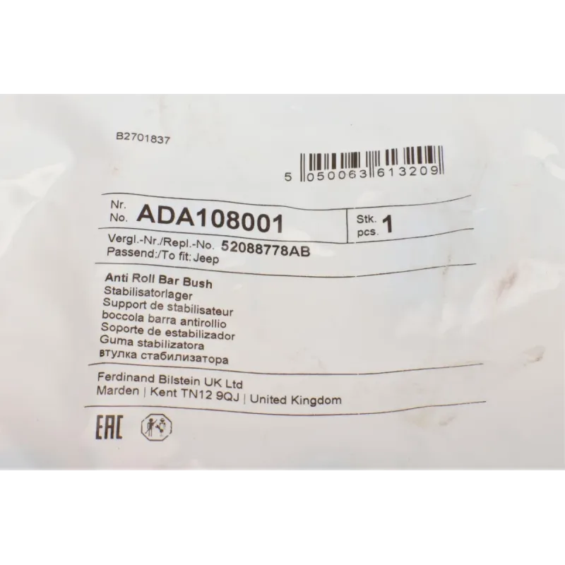 Втулка стабілізатора переднього BLUE PRINT ADA108001 для Jeep Cherokee KJ 2.4/2.5-2.8CRD 2001-2008 (d=30mm)