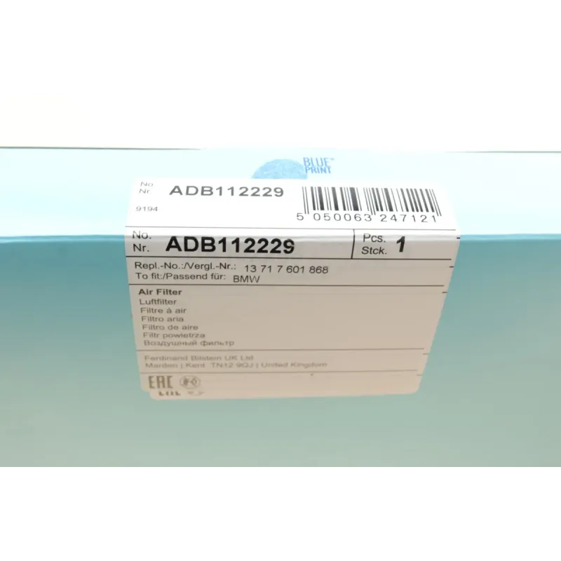 Фільтр повітряний BLUE PRINT ADB112229 для BMW X3 (F25) X4 (F26) 2011-, 313x263x37 мм