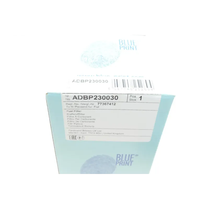 Фільтр паливний BLUE PRINT ADBP230030 для Peugeot Boxer, Fiat Ducato 2.0D/2.3D/3.0D 2007-, з водоспускною пробкою, 197x90 мм