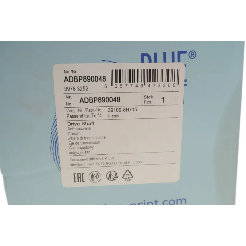 Піввісь права передня BLUE PRINT ADBP890048 для Nissan X-Trail T30 2001-2013 (29z/547mm, +ABS44z)
