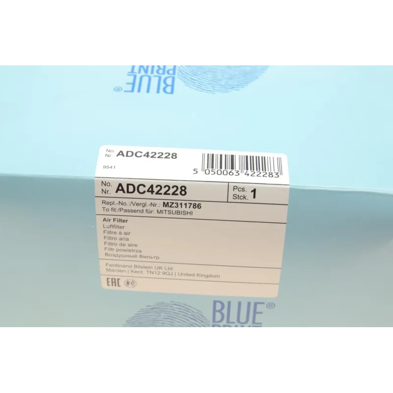 Фільтр повітряний BLUE PRINT ADC42228 для Mitsubishi Pajero/Pajero Sport/L200 2.5TD/2.8TD 1987-2007, 156x200x86 мм