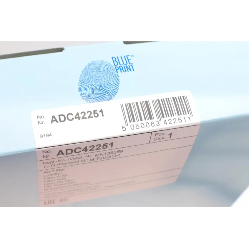 Фільтр повітряний BLUE PRINT ADC42251 для Mitsubishi Grandis 2.0 D 2005-2011, 257x206x52 мм