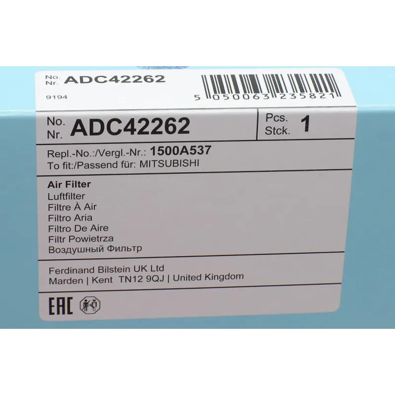 Фільтр повітряний BLUE PRINT ADC42262 для Mitsubishi Outlander III 2.0/2.4 Hybrid 2012-, 307x204x44 мм