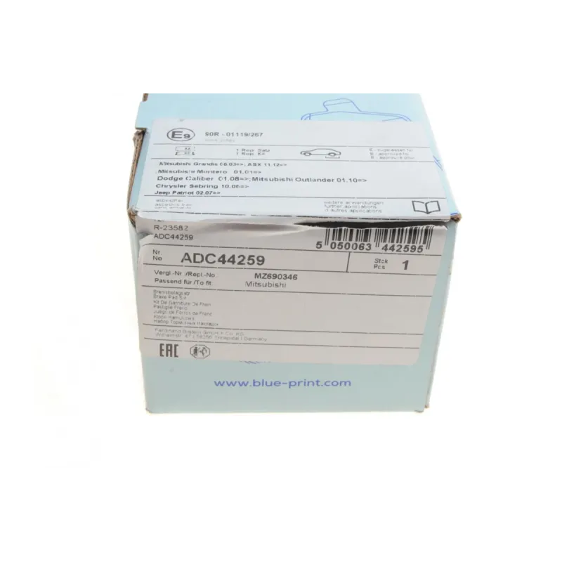 Колодки гальмівні задні BLUE PRINT ADC44259 для Mitsubishi Outlander, Lancer, Pajero 2000- 16 мм