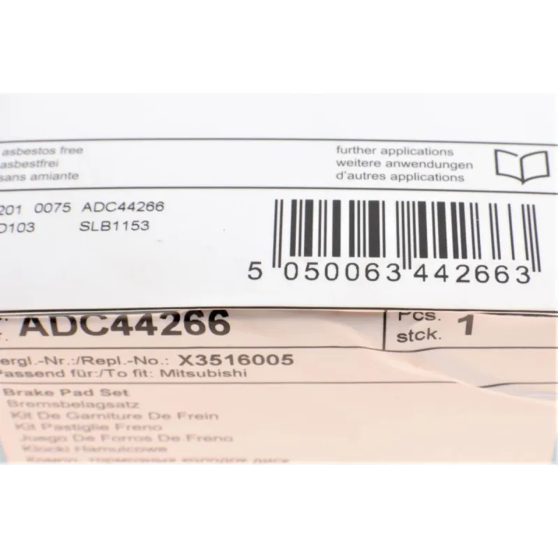 Колодки гальмівні задні BLUE PRINT ADC44266 для Mitsubishi Carisma, Colt, Volvo S40 (1995-2012) з датчиками, 15 мм