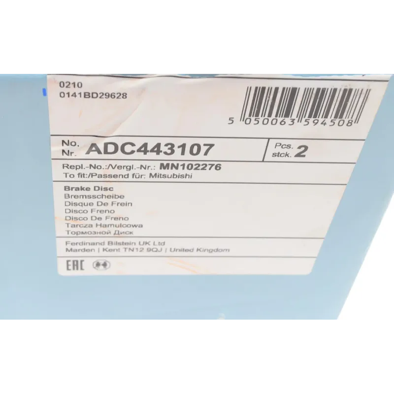 Диск гальмівний передній BLUE PRINT ADC443107 для Mitsubishi L200, Pajero Sport 294x28 мм