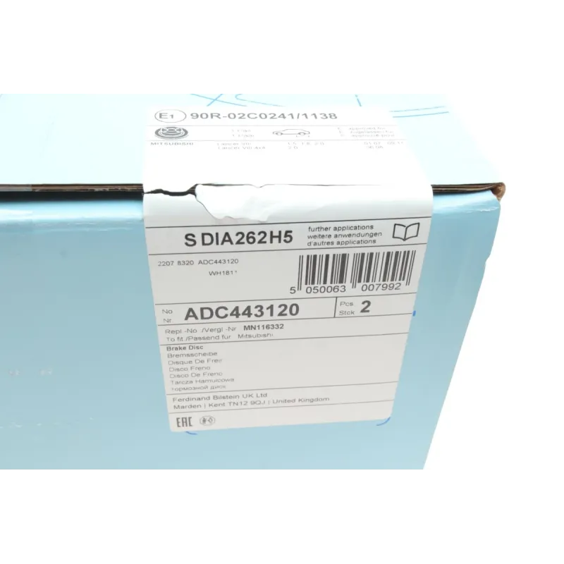 Диск гальмівний задній BLUE PRINT ADC443120 для Mitsubishi Lancer VIII 2006-, 262x10 мм