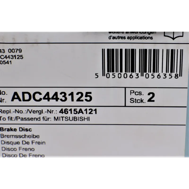 Диск гальмівний задній BLUE PRINT ADC443125 для Citroen C4, Peugeot 4008, Mitsubishi Outlander 302x10 мм