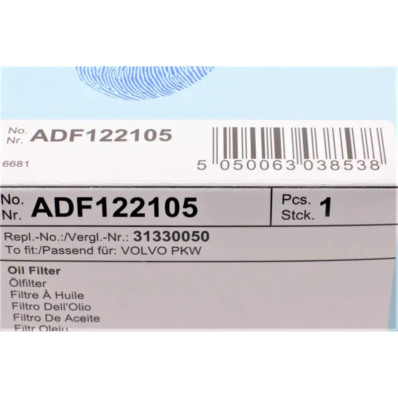 Фільтр масляний BLUE PRINT ADF122105 для Volvo C30, S40, V50 (1.8-2.0i) 2003-2013, 74x86 мм