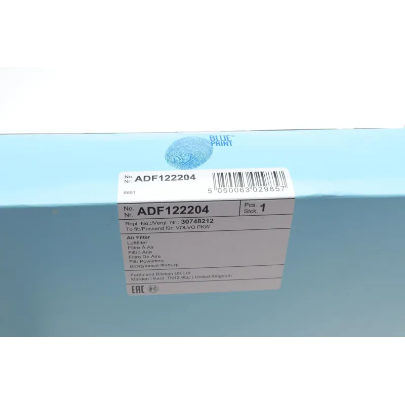 Фільтр повітряний BLUE PRINT ADF122204 для Volvo S60, V70, XC60 349x229x57 мм