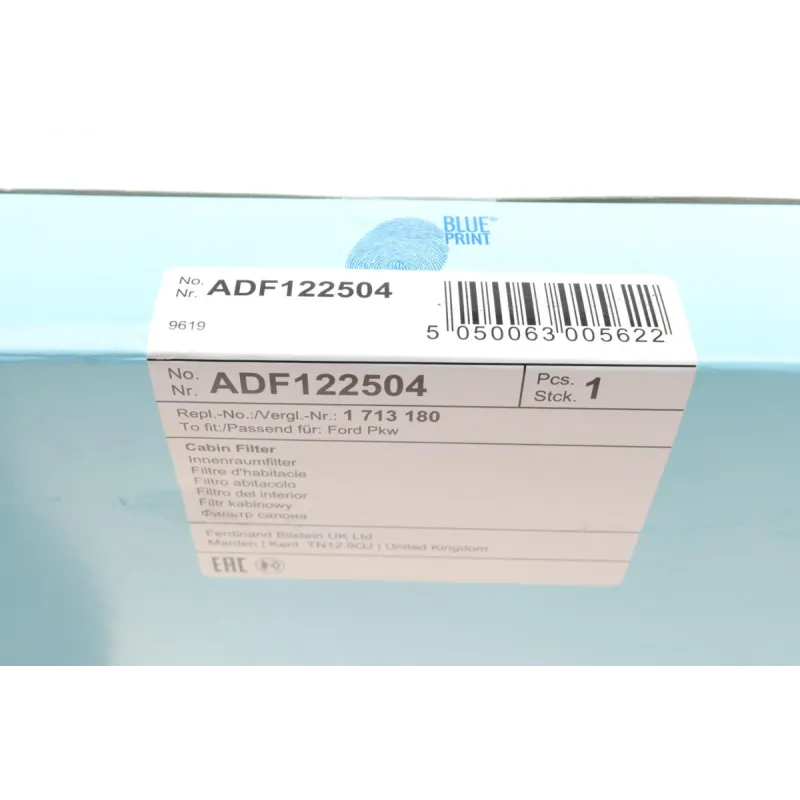 Фільтр салону вугільний BLUE PRINT ADF122504 для Ford Focus C-Max/Mondeo, 241x209x34 мм