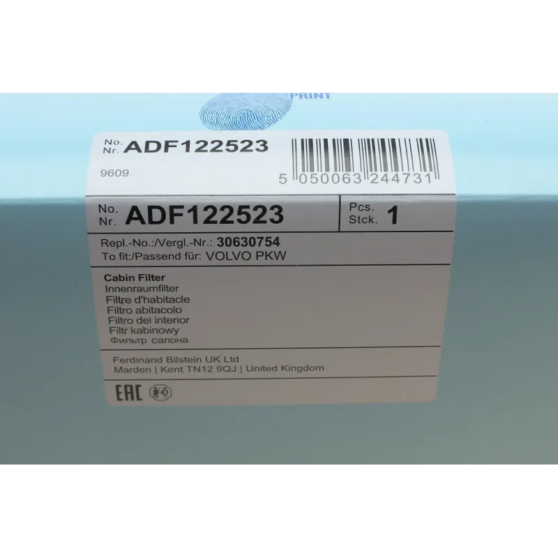 Фільтр салону вугільний BLUE PRINT ADF122523 для Volvo S60, S80, V70, XC90 280x242x43 мм