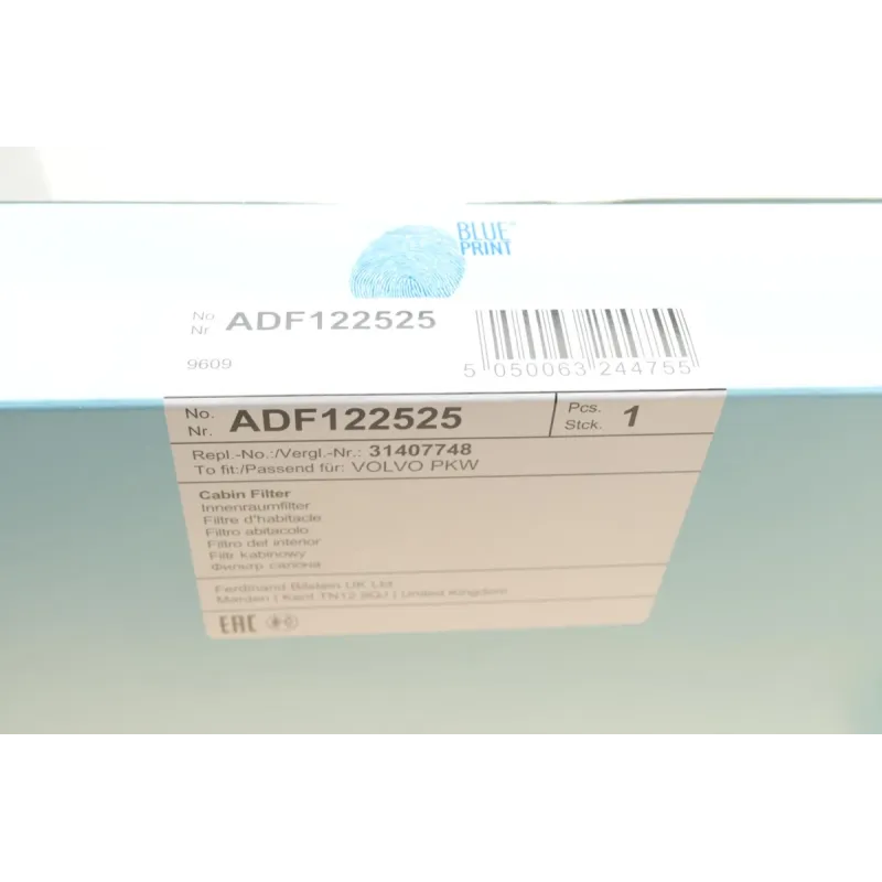 Фільтр салону вугільний BLUE PRINT ADF122525 для Volvo S90 II, V60 II, V90 II, XC60 II, XC90 II 2014-, 334x238x39 мм