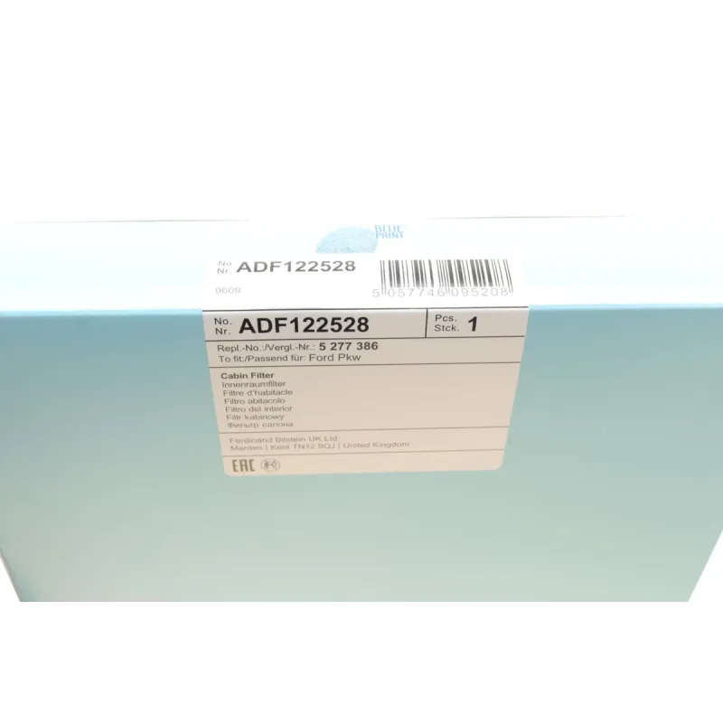 Фільтр салону BLUE PRINT ADF122528 для Ford Mustang 2015-, 256x199x32 мм