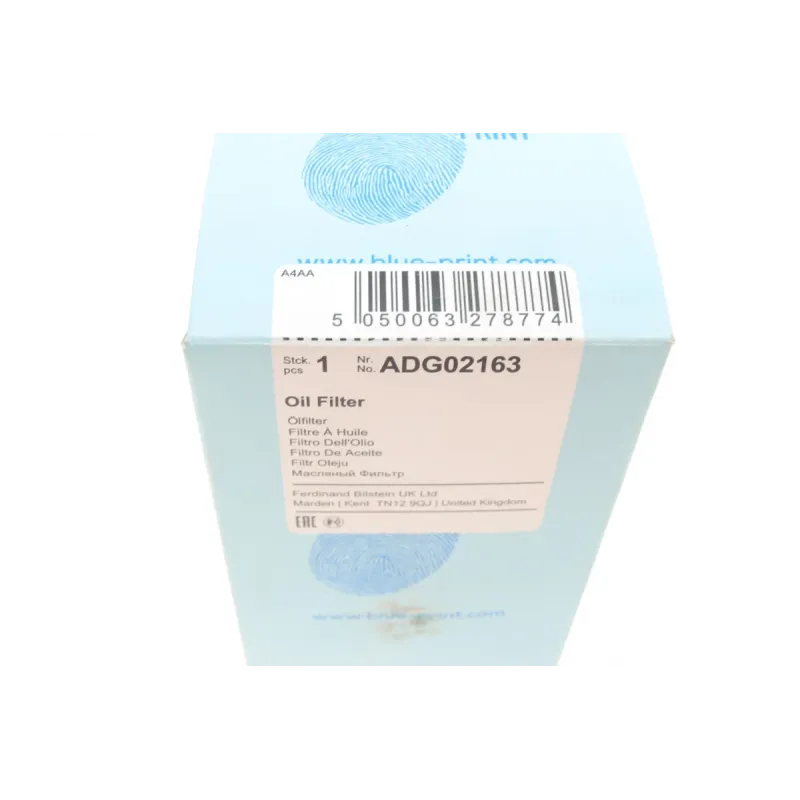 Фільтр масляний BLUE PRINT ADG02163 для Kia K900/K9/Telluride 3.3/3.8 2012-, 66x20x83 мм
