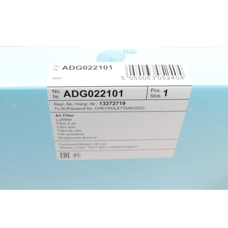 Фільтр повітряний BLUE PRINT ADG022101 для Opel Astra H/J, Chevrolet Cruze, Orlando 267x260x40 мм