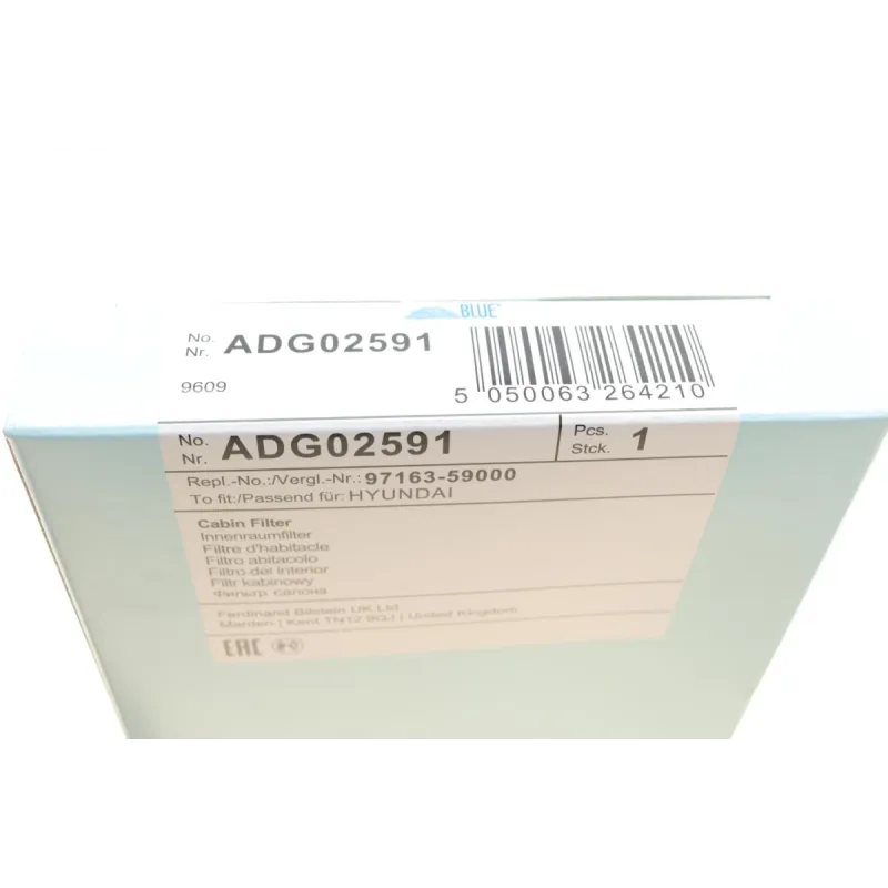 Фільтр салону BLUE PRINT ADG02591 для Hyundai H350 2.5 CRDi 2015- (235x110x20 мм)