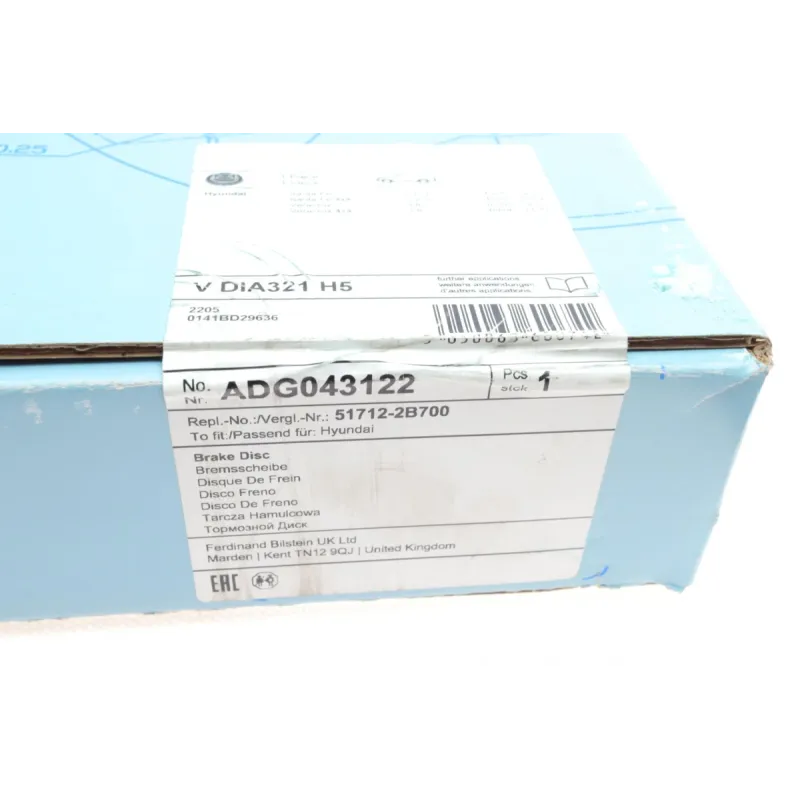 Диск гальмівний передній BLUE PRINT ADG043122 для Hyundai Santa Fe II, Kia Sorento 321x28 мм