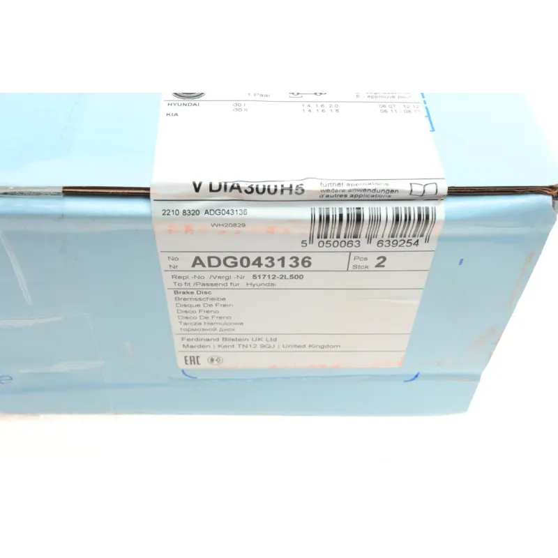 Диск гальмівний передній BLUE PRINT ADG043136 для Hyundai i30 II, Kia Cee'D, Cerato III (300x28 мм)