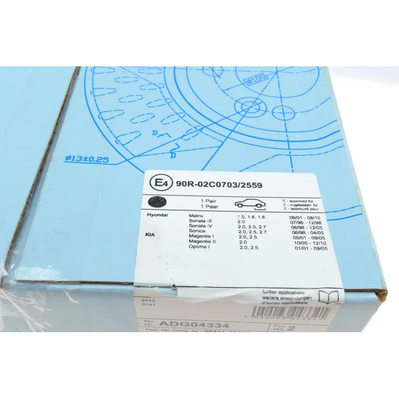 Диск гальмівний задній BLUE PRINT ADG04334 для Hyundai Matrix, Sonata, KIA Magentis 262x10 мм