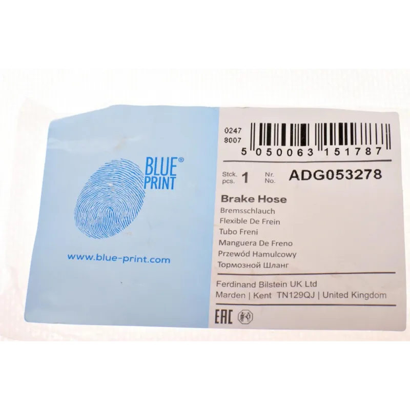 Шланг гальмівний передній лівий BLUE PRINT ADG053278 для Chevrolet Cruze, Opel Astra J 2009-, 414 мм