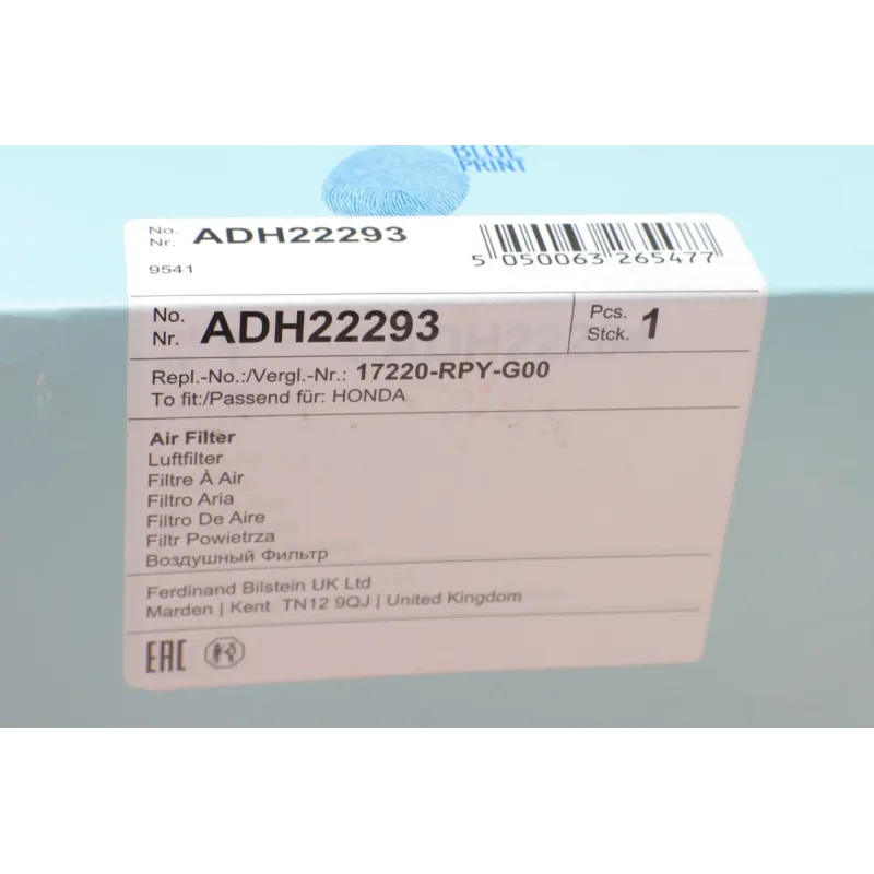 Фільтр повітряний BLUE PRINT ADH22293 для Honda Civic IX 2.0 i-VTEC Type R 2015-, 241x187x43 мм