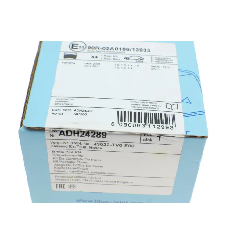 Колодки гальмівні задні BLUE PRINT ADH24289 для Honda Civic IX 1.4-2.2D 2012-, 14x44 мм