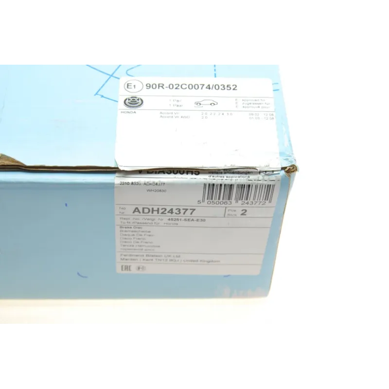 Диск гальмівний передній BLUE PRINT ADH24377 для Honda Accord VII 2003-2008 (300x25 мм)