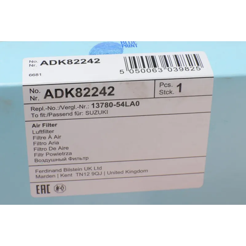Фільтр повітряний BLUE PRINT ADK82242 для Suzuki Swift IV 1.6, SX4 1.6, Fiat Sedici 281x168x34 мм