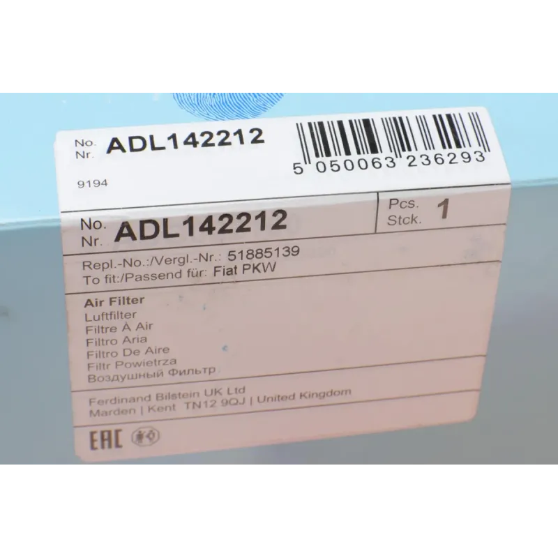 Фільтр повітряний BLUE PRINT ADL142212 для Fiat 500L 1.4 16V/1.6 JTDM 2012-, 233x142x57 мм