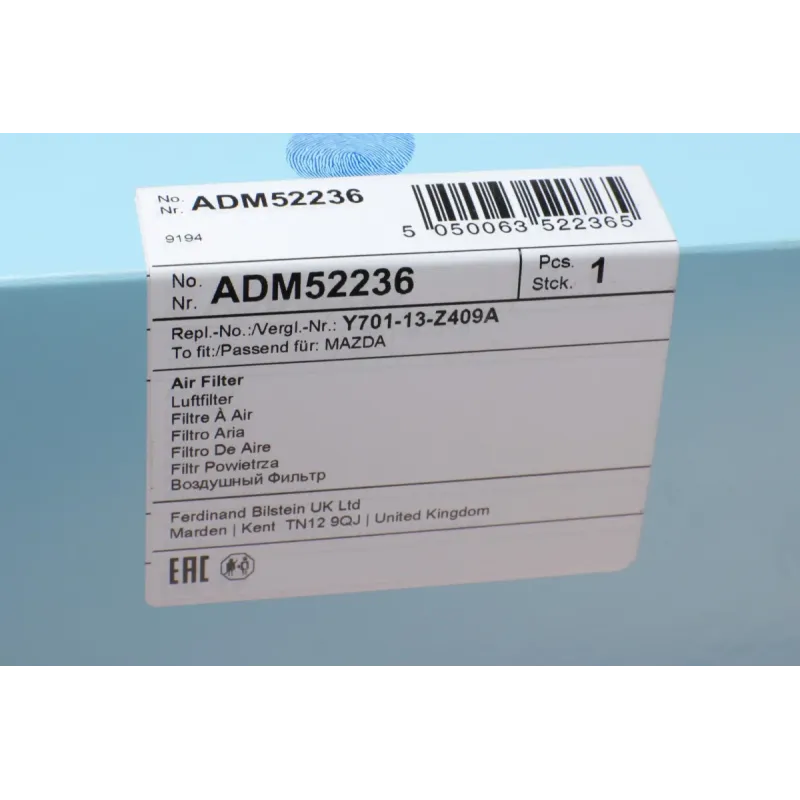 Фільтр повітряний BLUE PRINT ADM52236 для Mazda 323 BJ/BA, Premacy CP 1996-2005, 285x167x37 мм