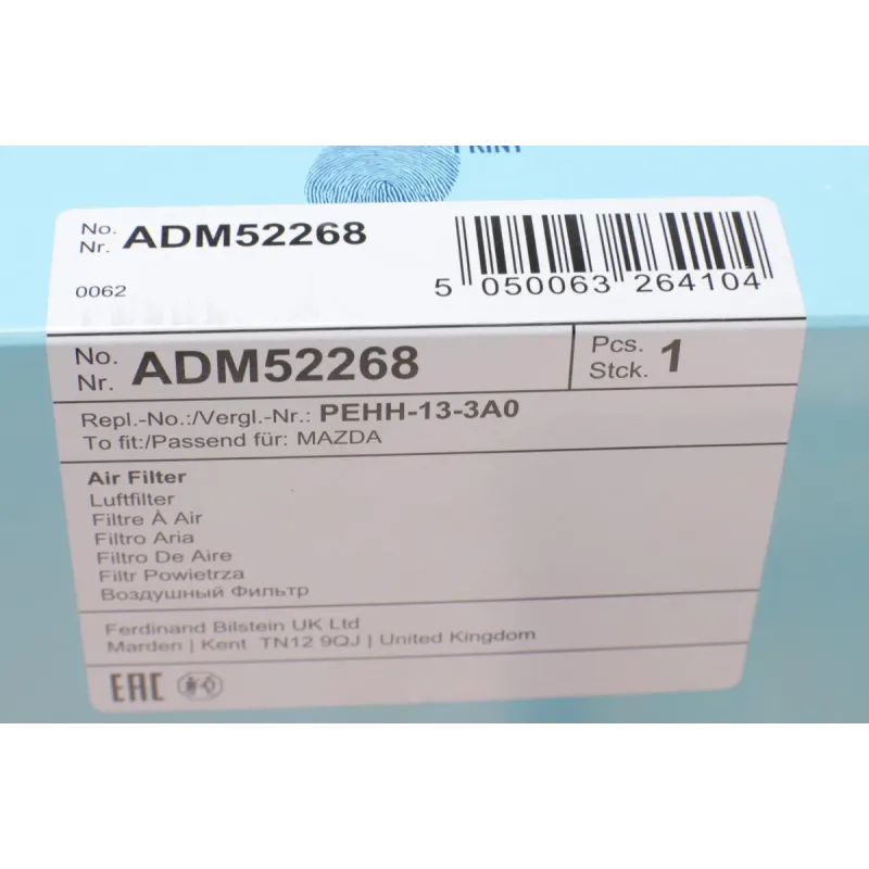 Фільтр повітряний BLUE PRINT ADM52268 для Mazda CX-3 (DK) 2.0 2015-, 226x211x40 мм