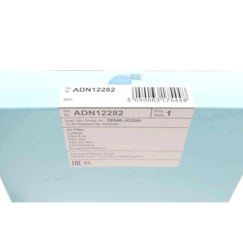 Фільтр повітряний BLUE PRINT ADN12282 для Nissan Juke F15 2010-, Infiniti QX70 2013-, 224x166x33 мм