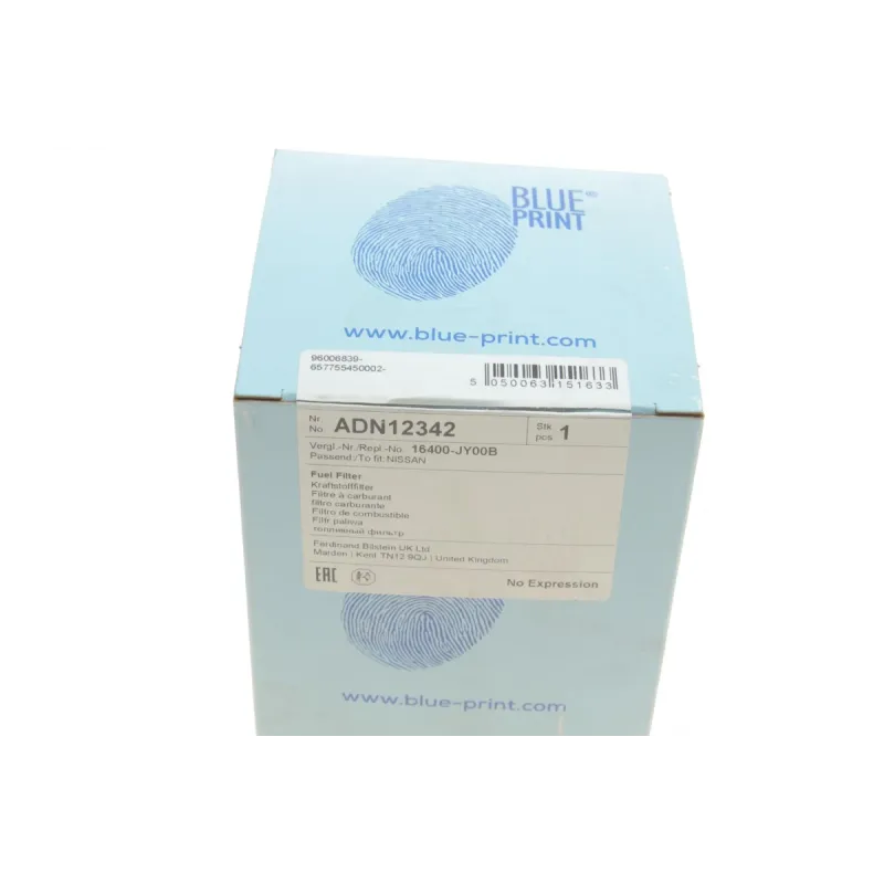 Фільтр паливний BLUE PRINT ADN12342 для Nissan Qashqai, X-Trail 1.5/2.0dci 2007-, з водоспускною пробкою, 99 мм