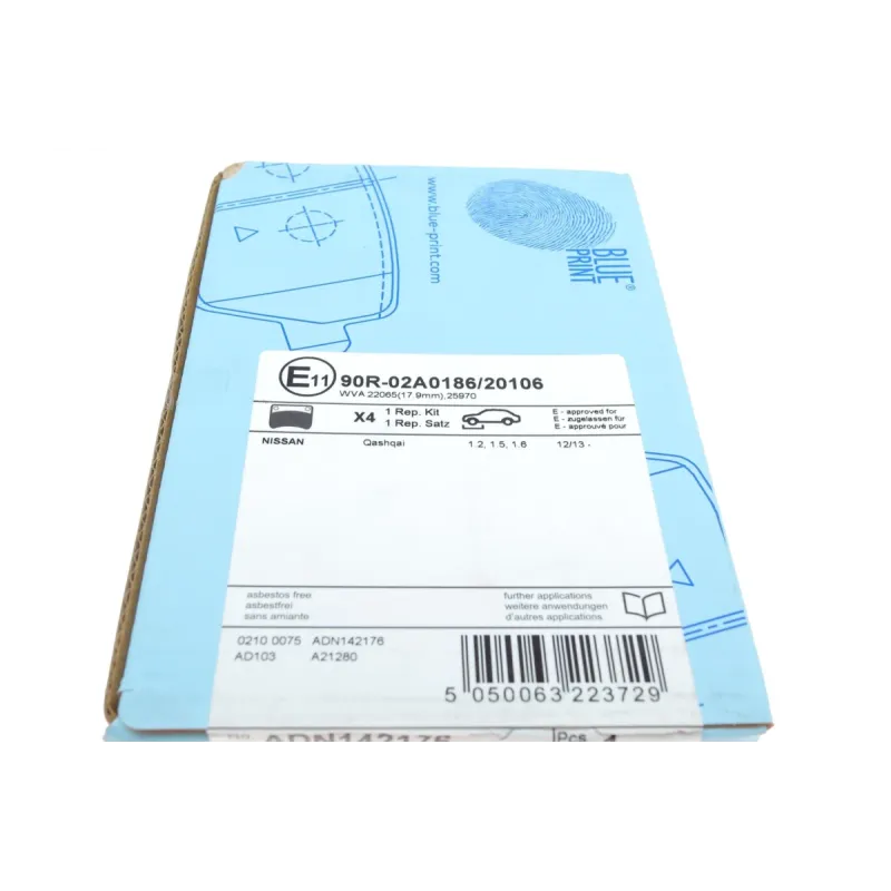 Колодки гальмівні передні BLUE PRINT ADN142176 для Nissan Qashqai II, X-Trail, Renault Kadjar 2013-