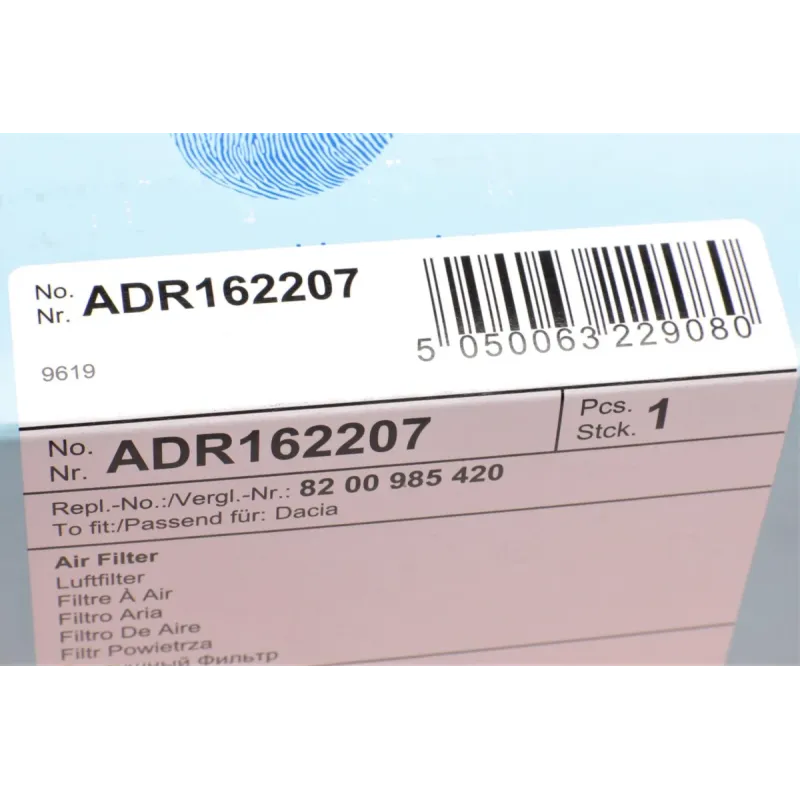 Фільтр повітряний BLUE PRINT ADR162207 для Dacia Duster 1.5 dCi 2010-, 260x96x72 мм