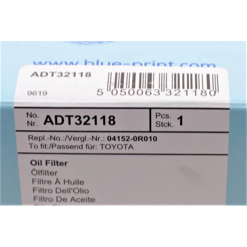 Фільтр масляний BLUE PRINT ADT32118 для Lexus LS 460 2006-2011, Toyota Land Cruiser 4.0 2005-2009, зовнішній діаметр 70 мм