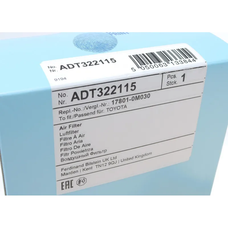 Фільтр повітряний BLUE PRINT ADT322115 для Citroen C1 II, Peugeot 108, Toyota Aygo, 177x118x39 мм