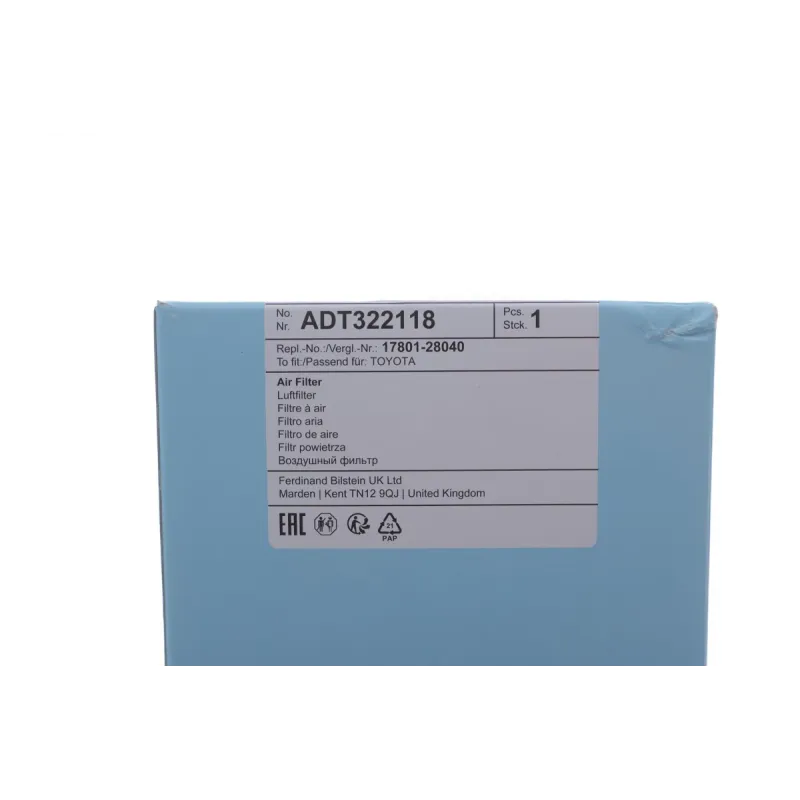 Фільтр повітряний BLUE PRINT ADT322118 для Toyota Previa 2.4H 2012-, 392x111x45 мм