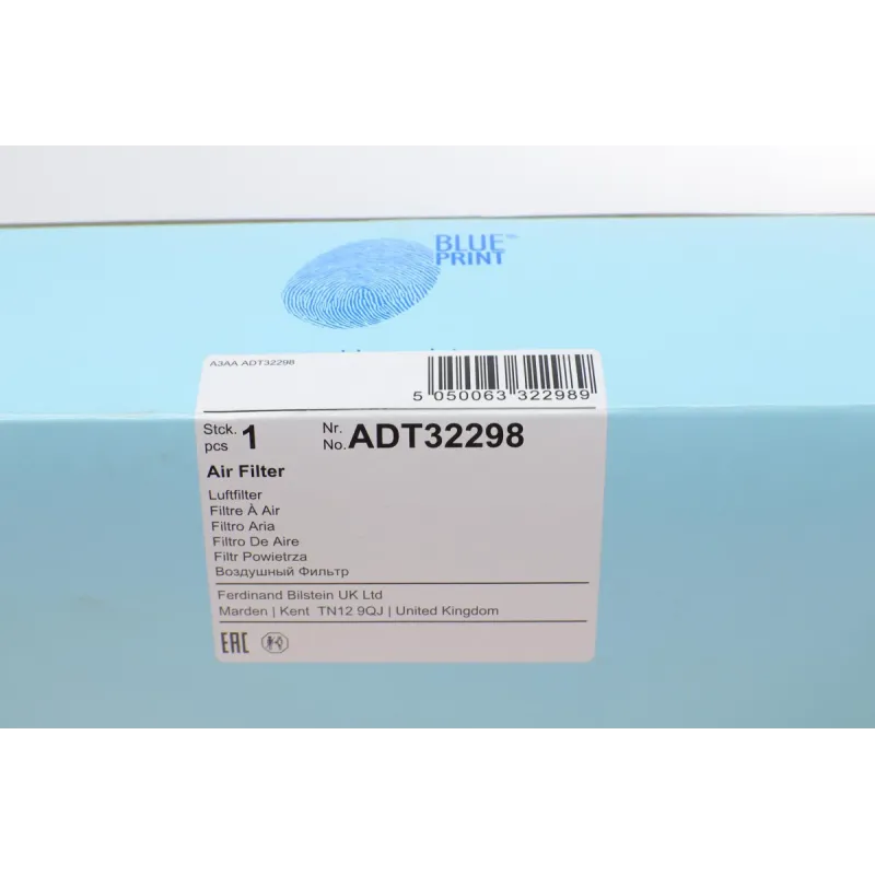 Фільтр повітряний BLUE PRINT ADT32298 для Lexus IS II, Toyota RAV4 III/IV 2.0D/2.2D 2005-, 242x236x77 мм